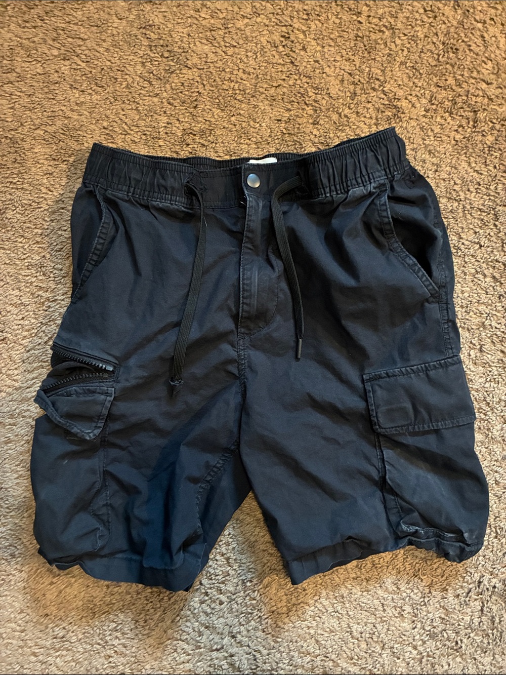 H&M Black Men's Cargo Shorts with Drawstring Waist